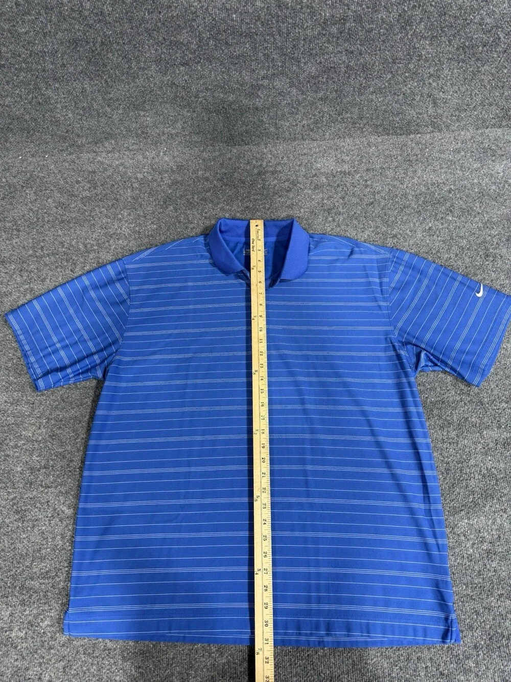 Nike Golf Dri-FIT Blue Striped Polo Shirt Mens XL Short Sleeve Golf